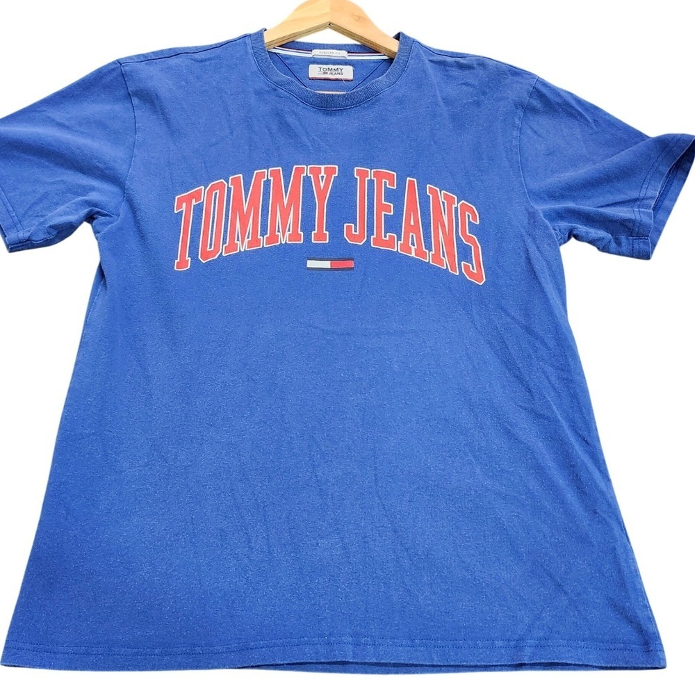 Tommy Jeans Mens Regular Fit Graphic T-Shirt Blue Arch Logo Crew Neck 11452